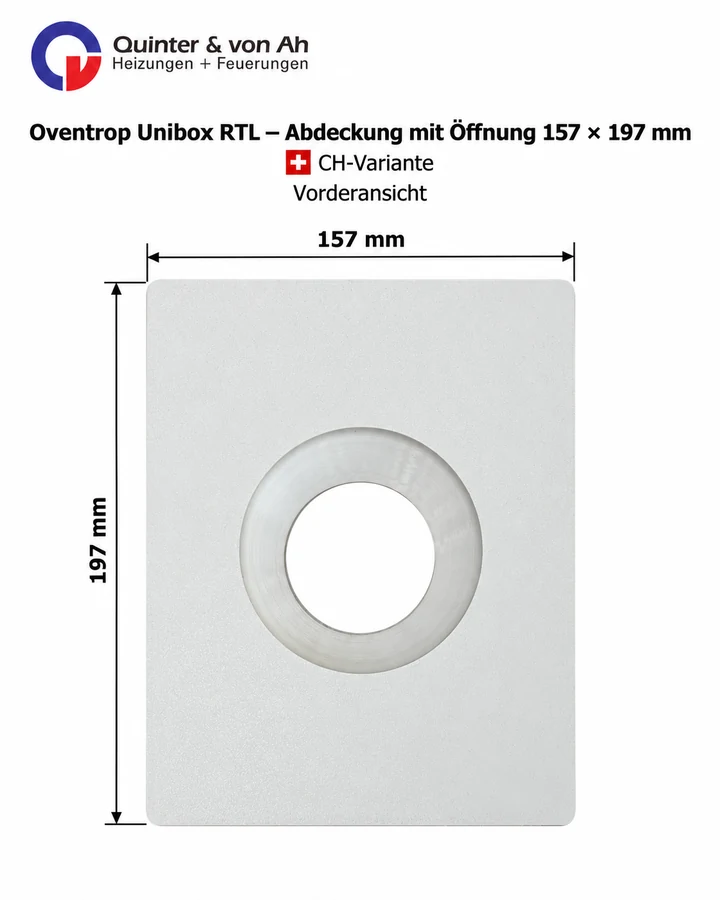 Oventrop Unibox RTL Abdeckung mit Öffnung 157 × 197 mm Vorderansicht