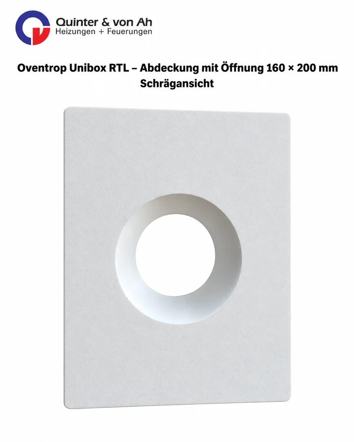 Oventrop Unibox RTL Abdeckung mit Öffnung 160 × 200 mm Schrägansicht