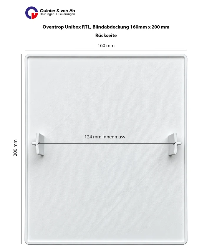 Oventrop Unibox RTL Blindabdeckung 160 × 200 mm Rückseite mit 124 mm Laschenabstand