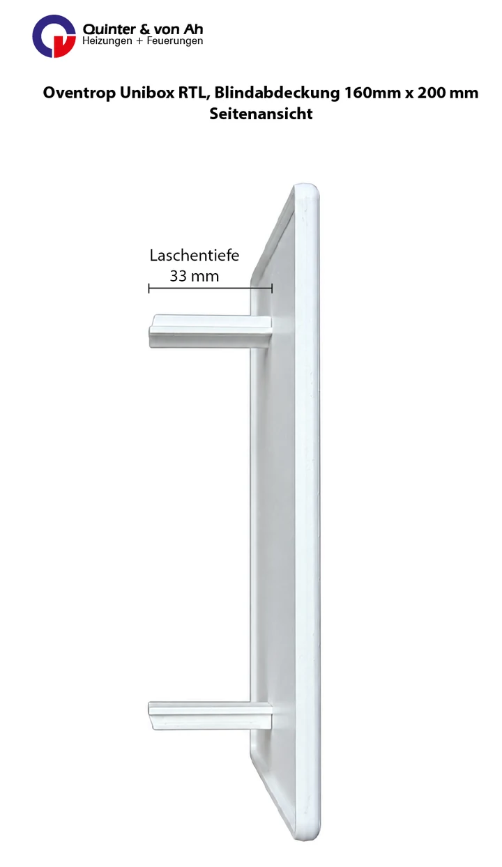 Oventrop Unibox RTL Blindabdeckung 160 × 200 mm mit 33 mm Laschentiefe